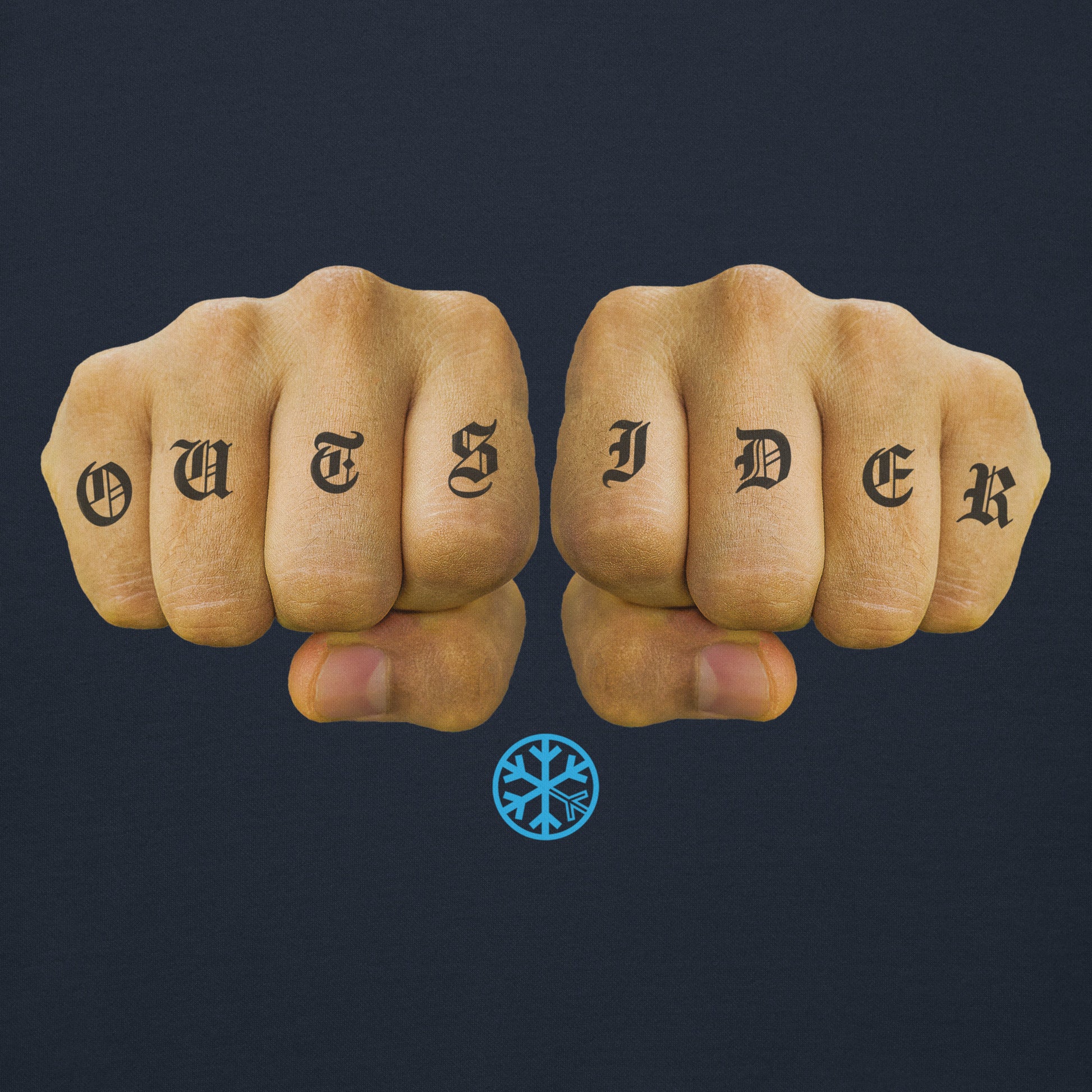Navy-Outsider Tattoo Hoodie from B.Different Clothing, graphic, graffiti-inspired streetwear