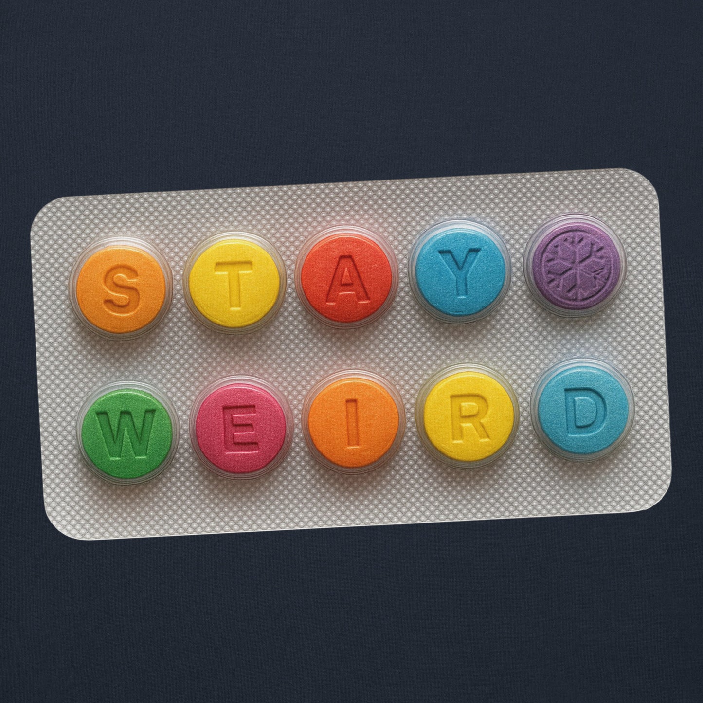 Navy-Stay Weird Pills Hoodie from B.Different Clothing, graphic, graffiti-inspired streetwear