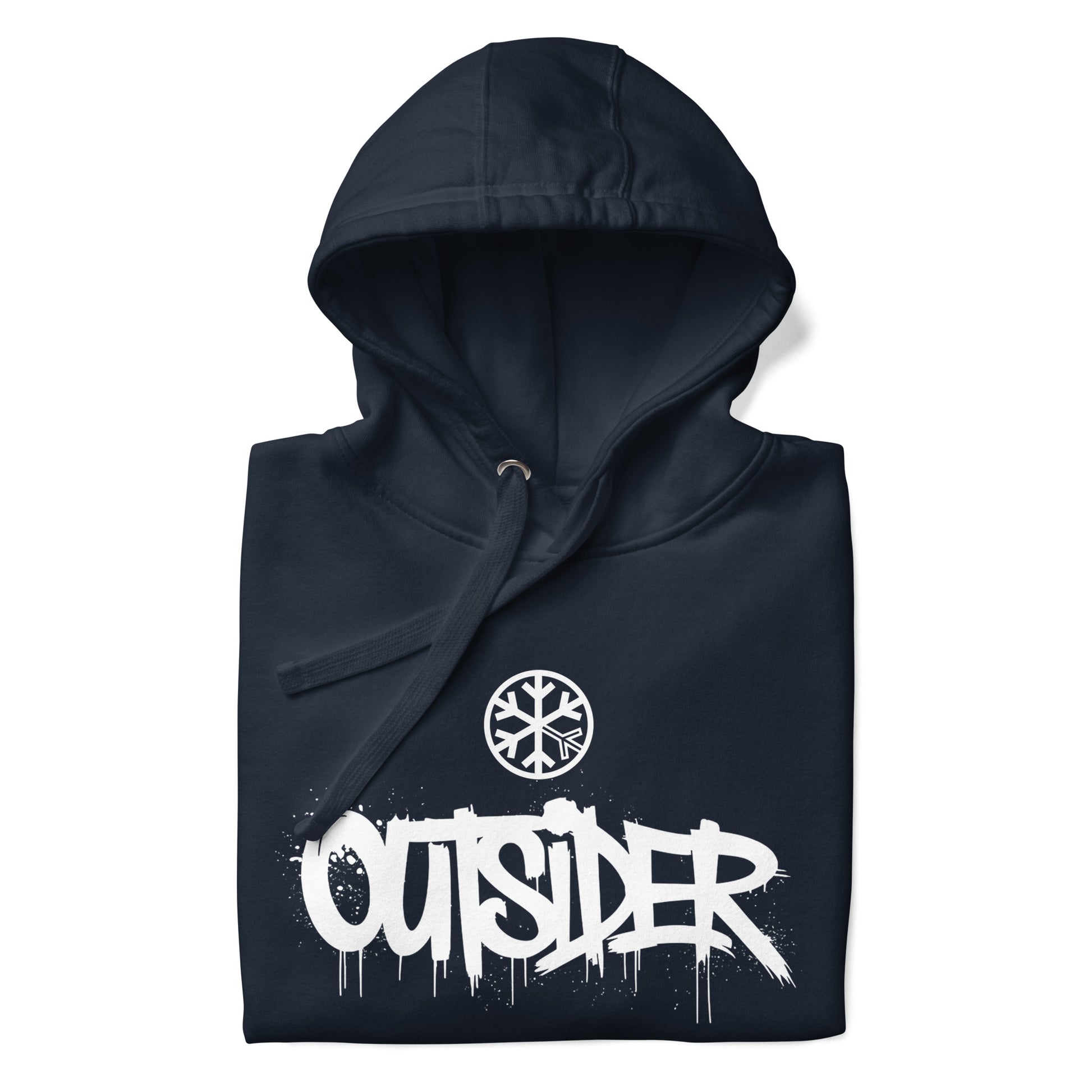Navy-Outsider Graffiti Tag Sweatshirt from B.Different Clothing, folded, graffiti-inspired streetwear