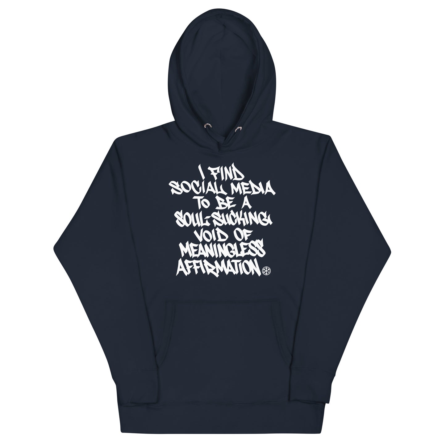 Navy-Social Media Graffiti Tag Hoodie from B.Different Clothing, front view, graffiti-inspired streetwear
