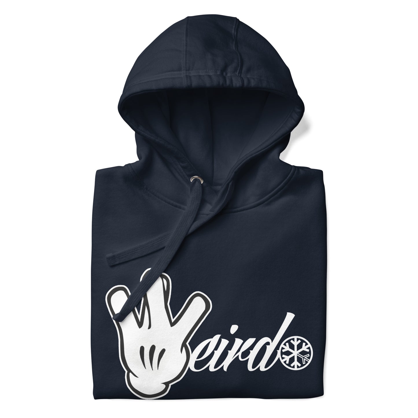 Navy-Weirdo Hand Sign Hoodie from B.Different Clothing, folded, graffiti-inspired streetwear