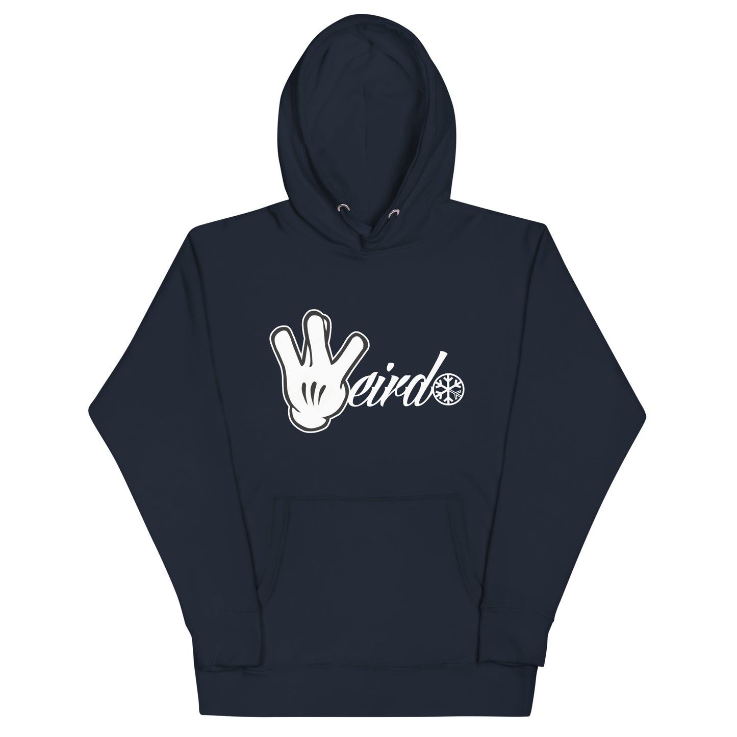 Navy-Weirdo Hand Sign Hoodie from B.Different Clothing, front view, graffiti-inspired streetwear