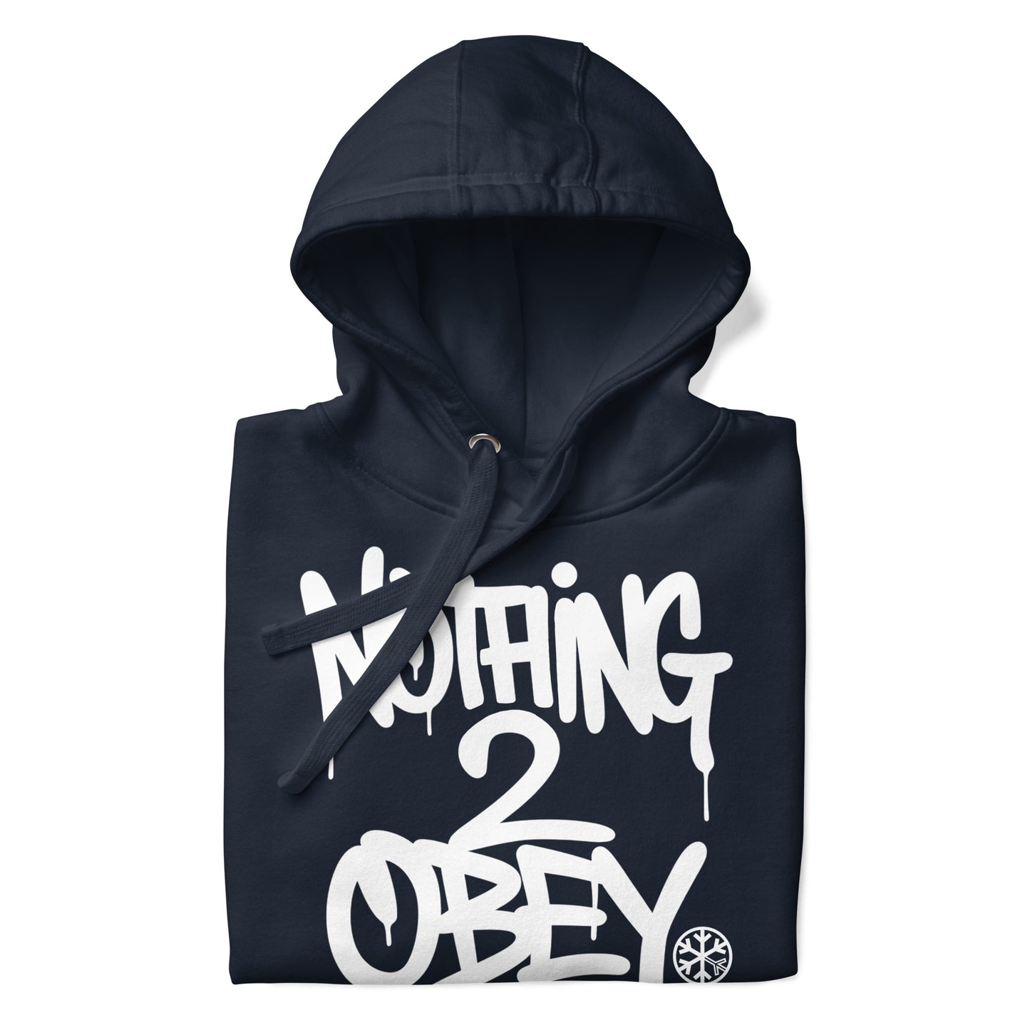Navy-Nothing 2 Obey Graffiti Hoodie from B.Different Clothing, folded, graffiti-inspired streetwear