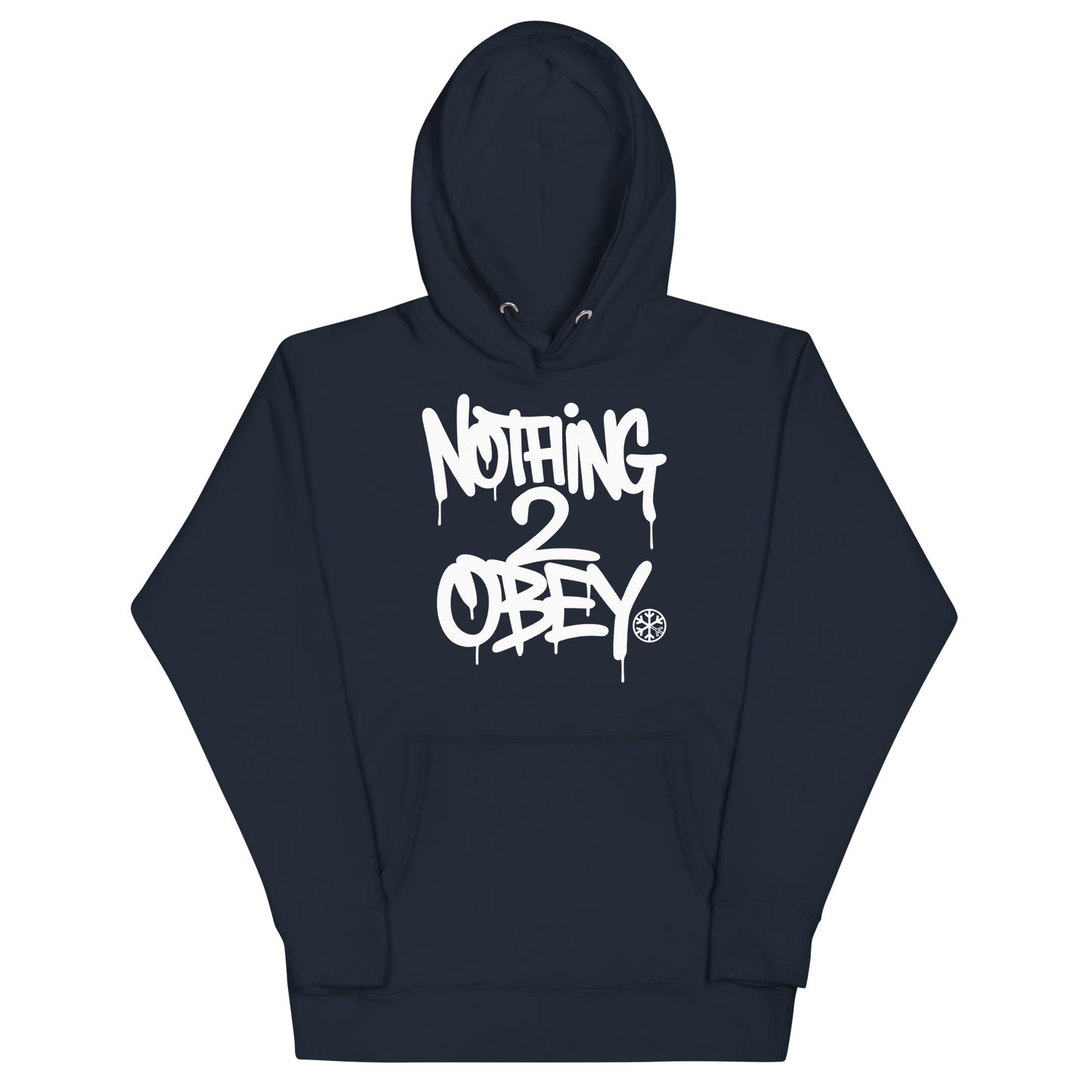 Navy-Nothing 2 Obey Graffiti Hoodie from B.Different Clothing, front view, graffiti-inspired streetwear