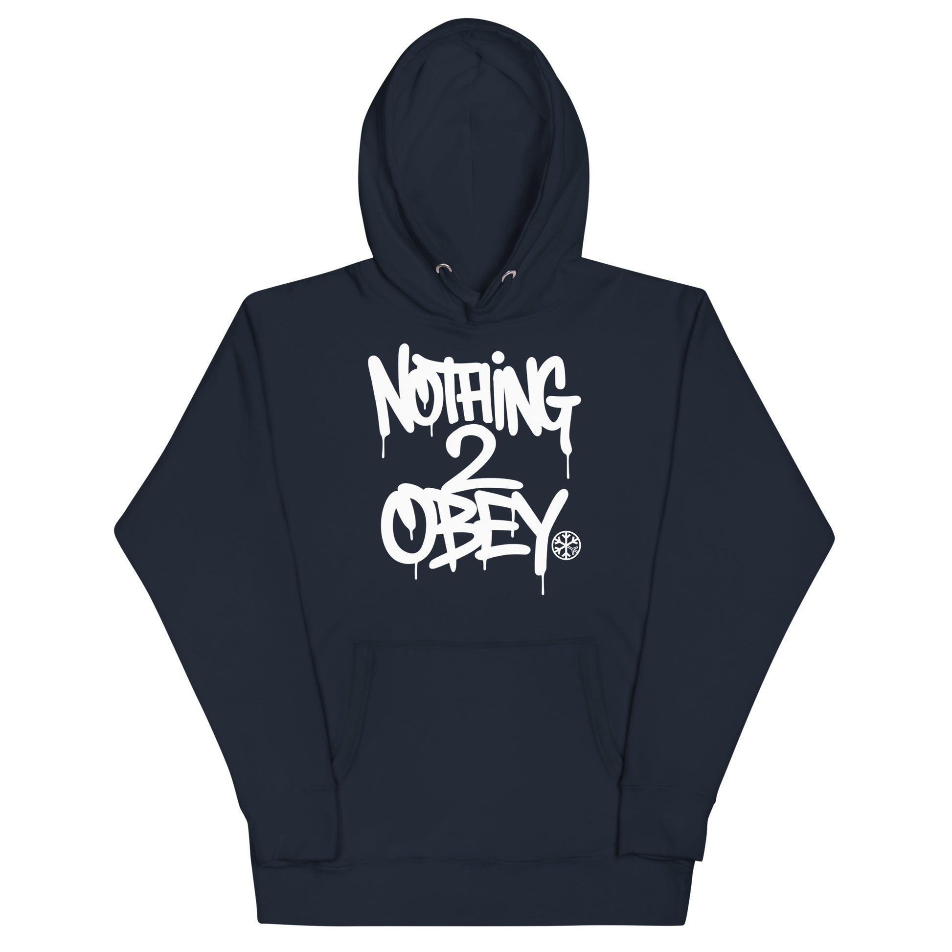 Navy-Nothing 2 Obey Graffiti Hoodie from B.Different Clothing, front view, graffiti-inspired streetwear