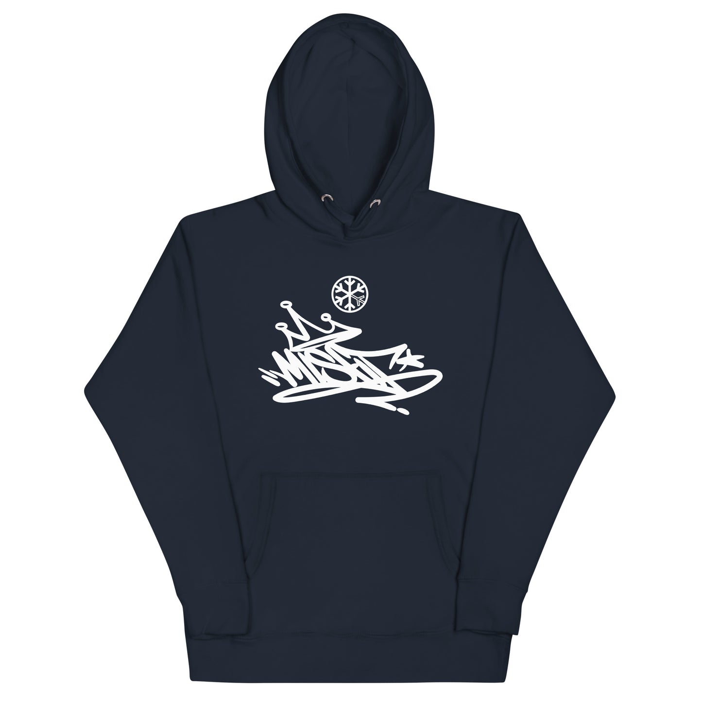 Navy-Misfit Graffiti Tag Hoodie from B.Different Clothing, front view, graffiti-inspired streetwear