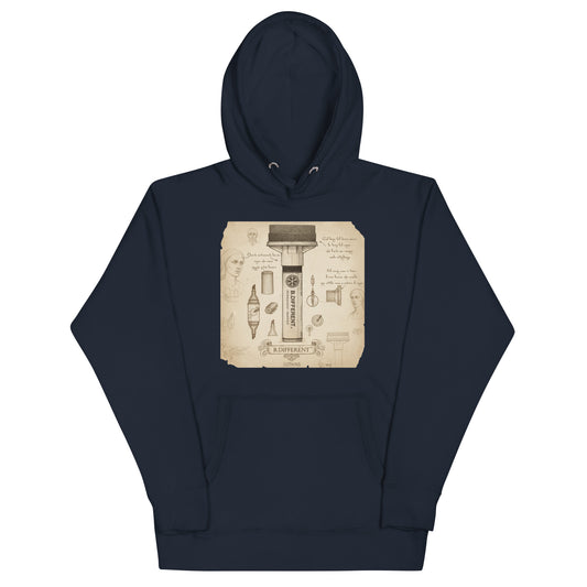 Navy-Marker Sketch Graffiti Hoodie from B.Different Clothing, front view, graffiti-inspired streetwear