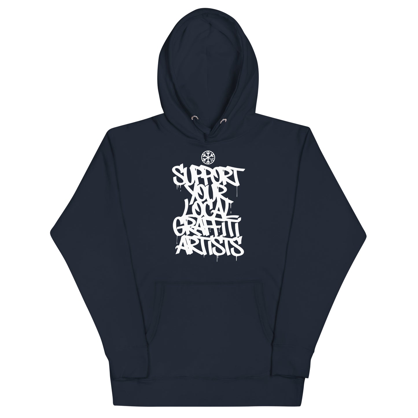 Navy-Support Your Local Graffiti Artists Hoodie from B.Different Clothing, front view, graffiti-inspired streetwear