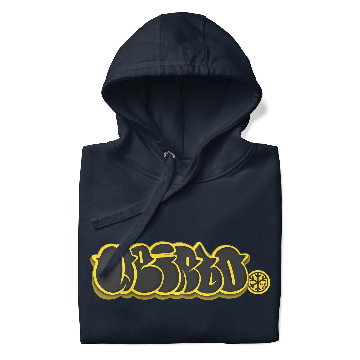 Navy-Weirdo Graffiti Throwie Hoodie from B.Different Clothing, folded, graffiti-inspired streetwear