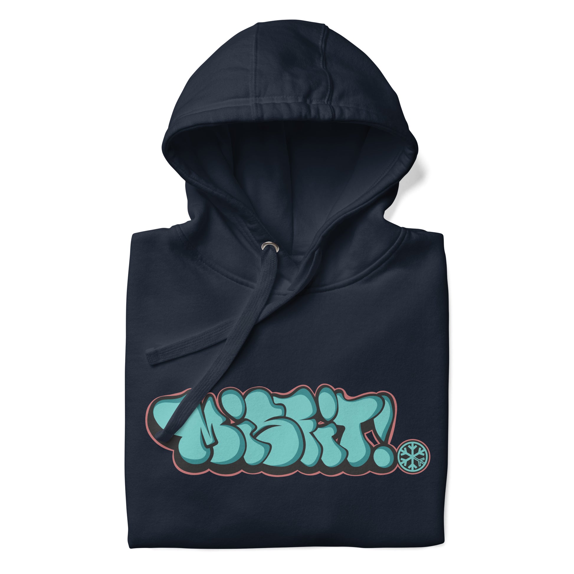 Navy-Misfit Graffiti Throwie Hoodie from B.Different Clothing, folded, graffiti-inspired streetwear