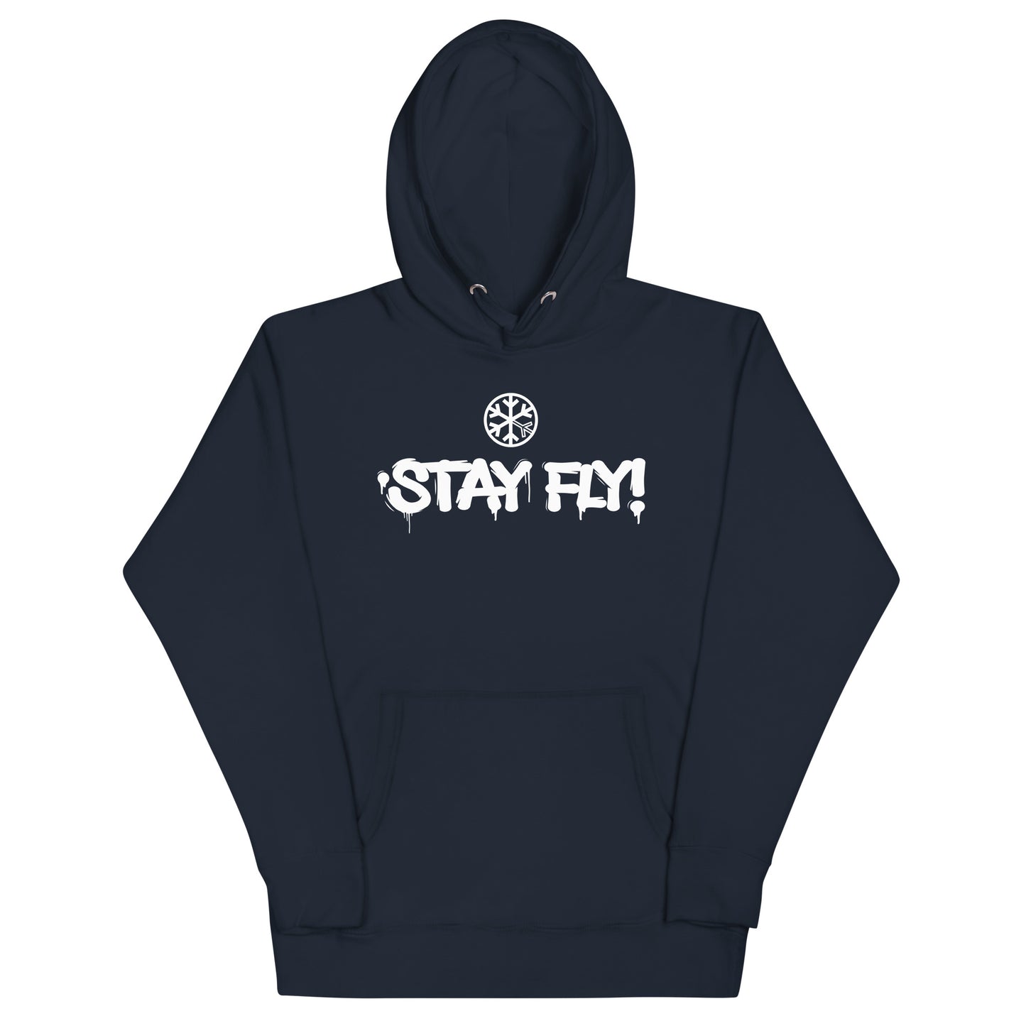 Navy-Stay Fly Graffiti Tag Hoodie from B.Different Clothing, front view, graffiti-inspired streetwear