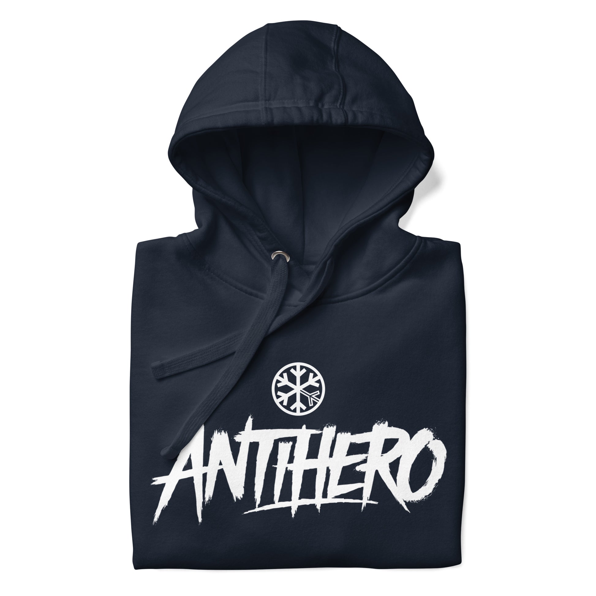 Navy-Antihero Graffiti Tag Hoodie from B.Different Clothing, folded, graffiti-inspired streetwear