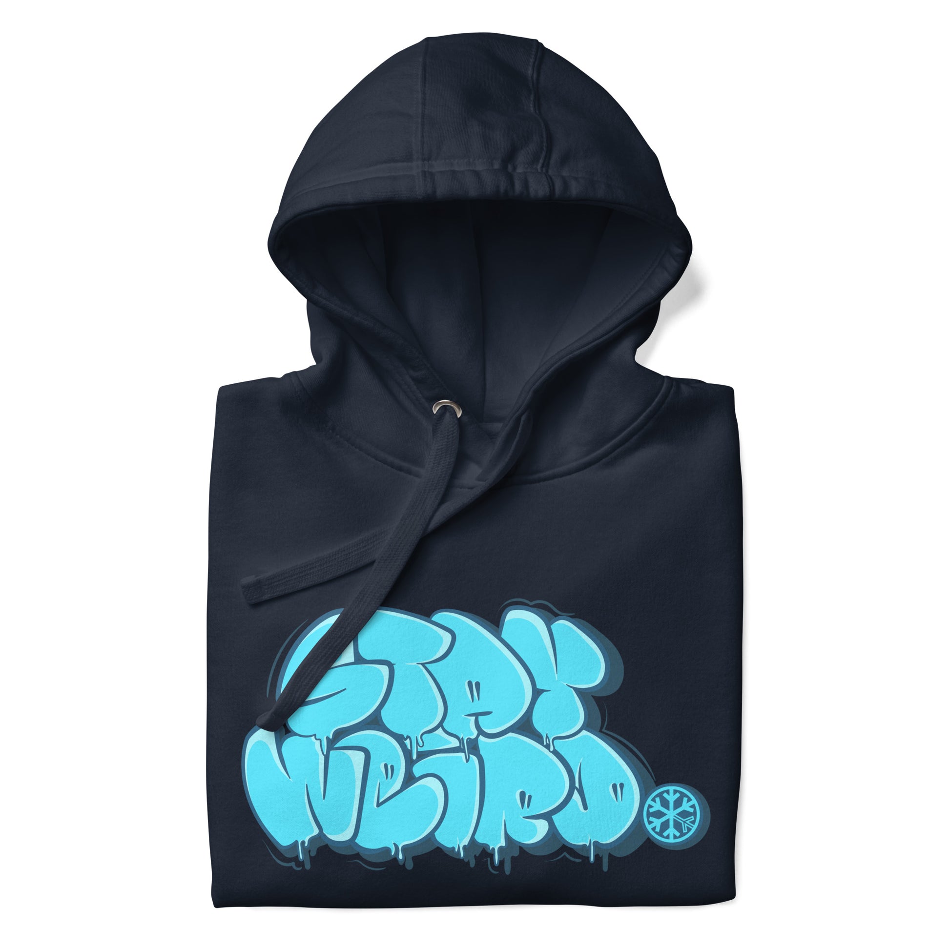 Navy-Stay Weird Graffiti Throw-up Hoodie from B.Different Clothing, folded, graffiti-inspired streetwear