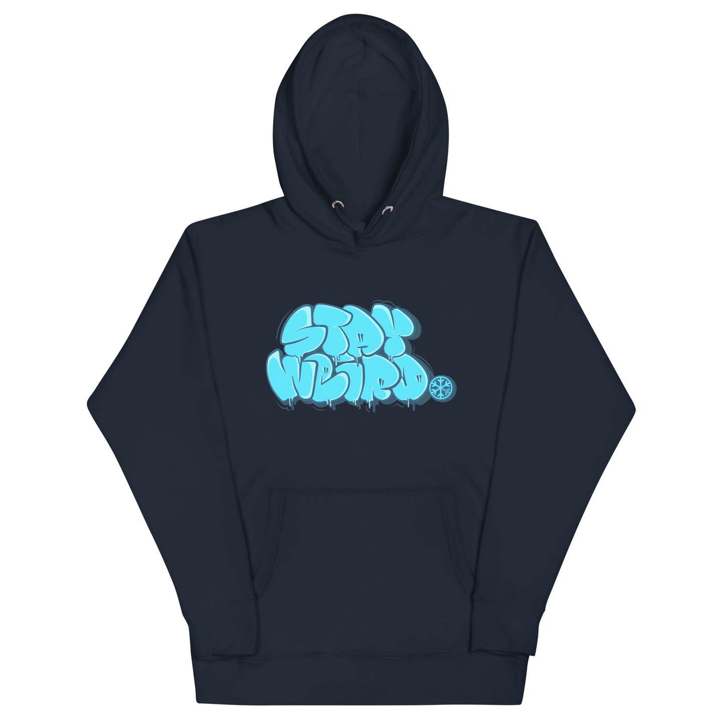 Navy-Stay Weird Graffiti Throw-up Hoodie from B.Different Clothing, front view, graffiti-inspired streetwear