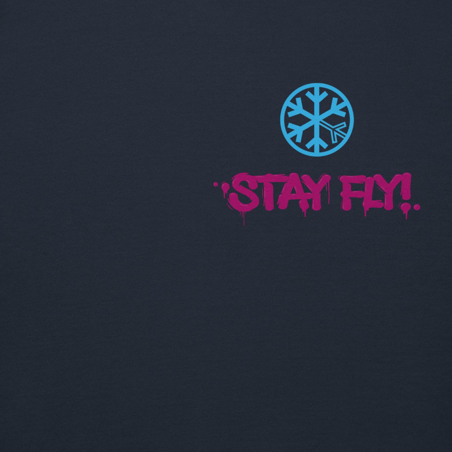 Navy-Stay Fly Graffiti Character Hoodie from B.Different Clothing, front graphic, graffiti-inspired streetwear