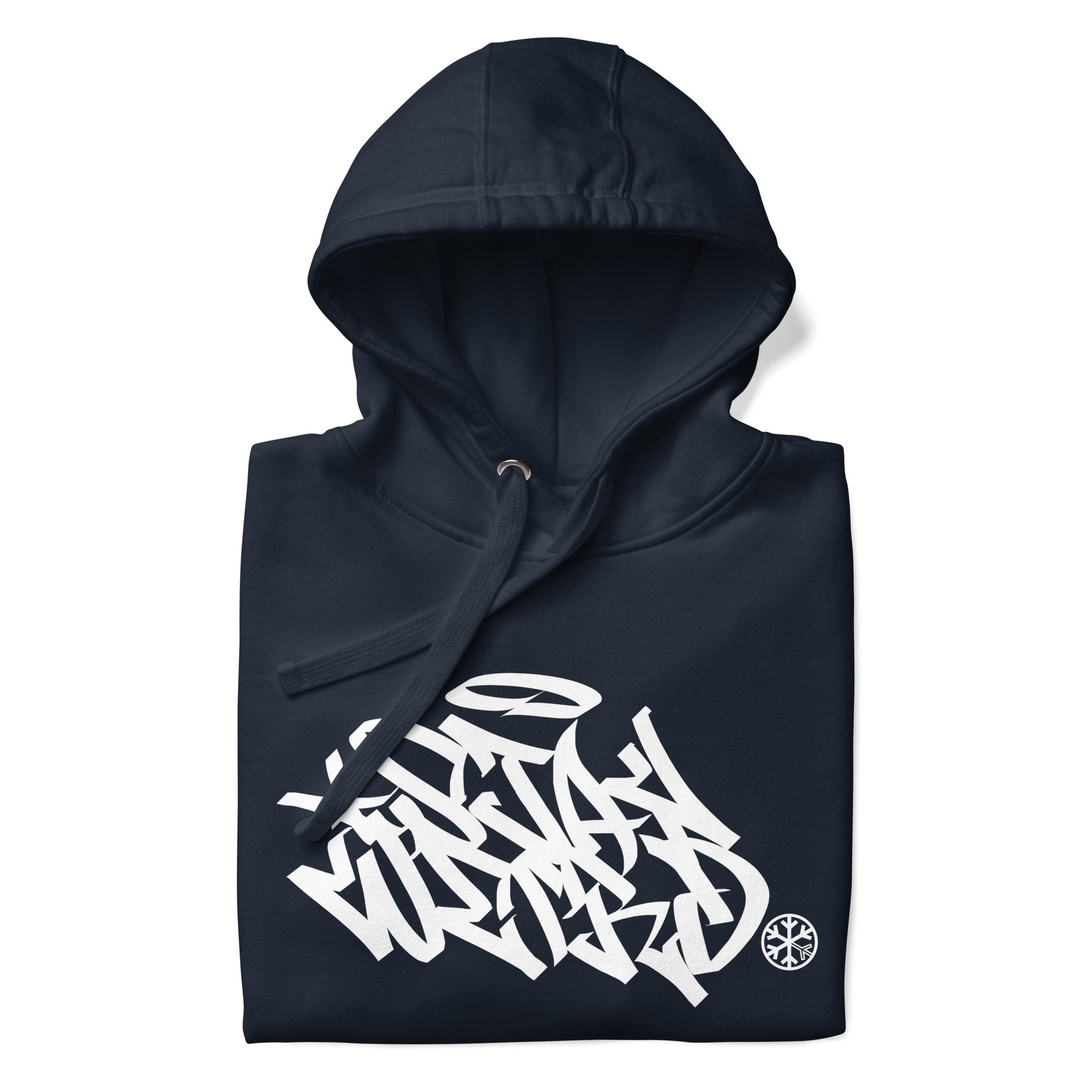 Navy-Stay Weird Graffiti Tag Hoodie from B.Different Clothing, folded, graffiti-inspired streetwear