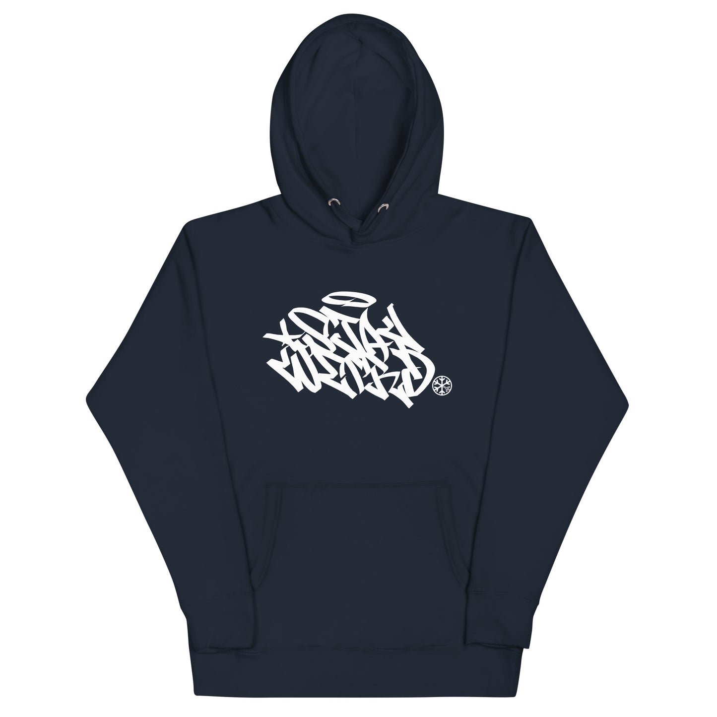 Navy-Stay Weird Graffiti Tag Hoodie from B.Different Clothing, front view, graffiti-inspired streetwear