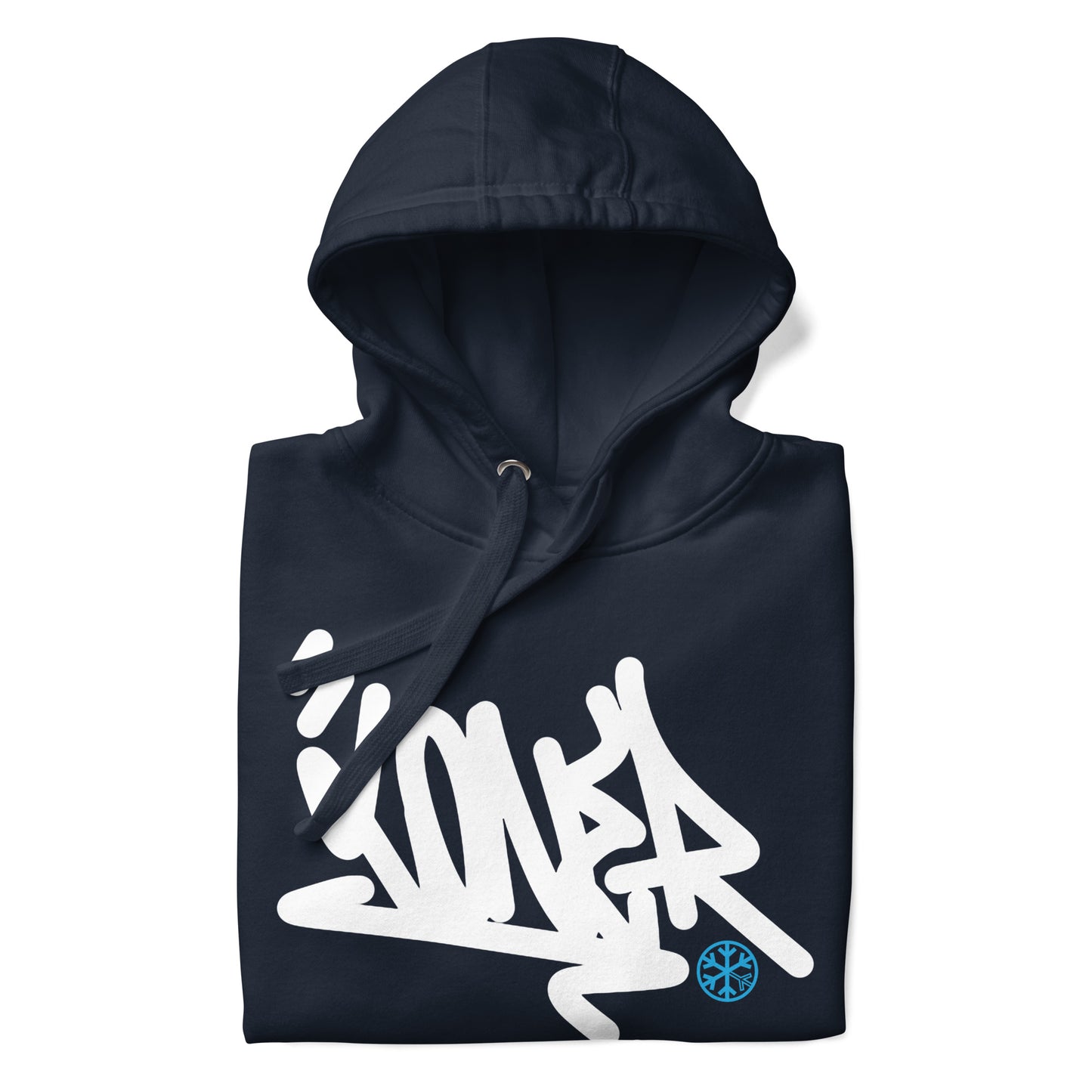 Navy-Loner Graffiti Tag Hoodie from B.Different Clothing, folded, graffiti-inspired streetwear