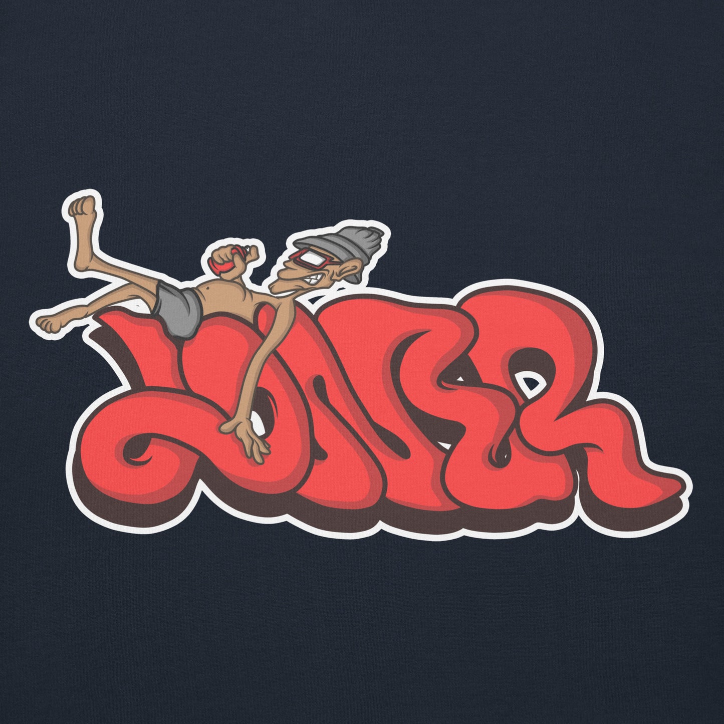 Navy-Loner Graffiti Piece Hoodie from B.Different Clothing, graphic, graffiti-inspired streetwear