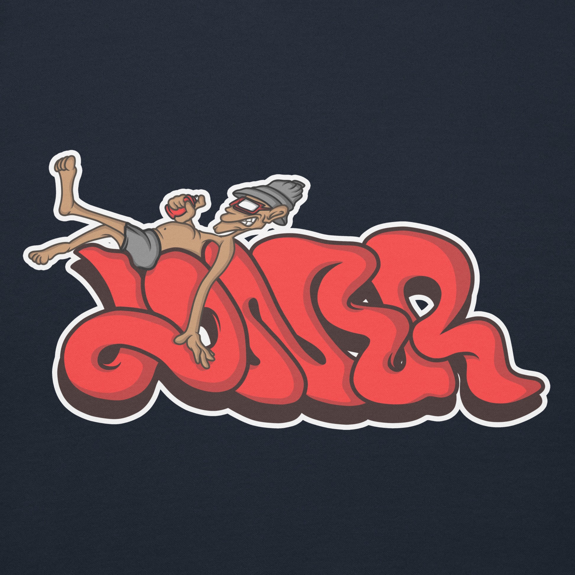 Navy-Loner Graffiti Piece Hoodie from B.Different Clothing, graphic, graffiti-inspired streetwear