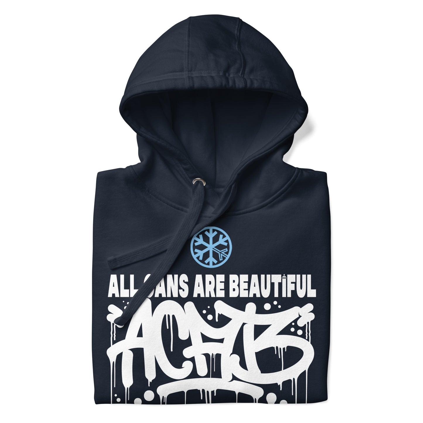 Navy-Acab Graffiti Tag Hoodie from B.Different Clothing, folded, graffiti-inspired streetwear