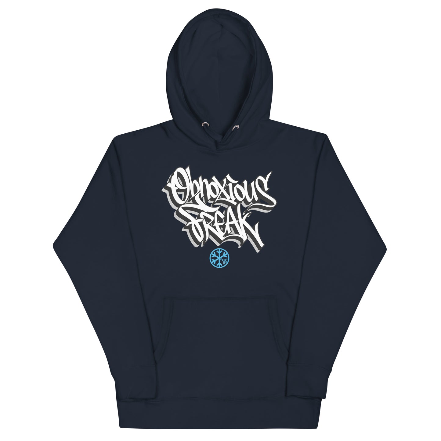 Navy-Obnoxious Freak Graffiti Hoodie from B.Different Clothing, front view, graffiti-inspired streetwear
