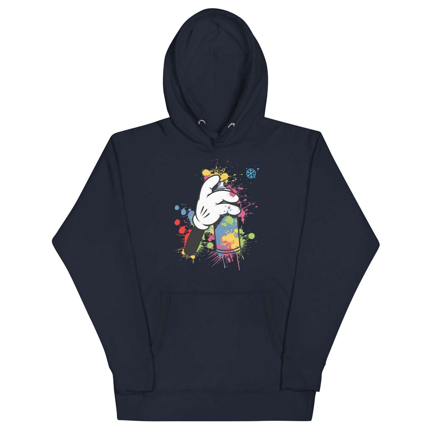 Navy-Hand Spray Can Graffiti Hoodie from B.Different Clothing, front view, graffiti-inspired streetwear