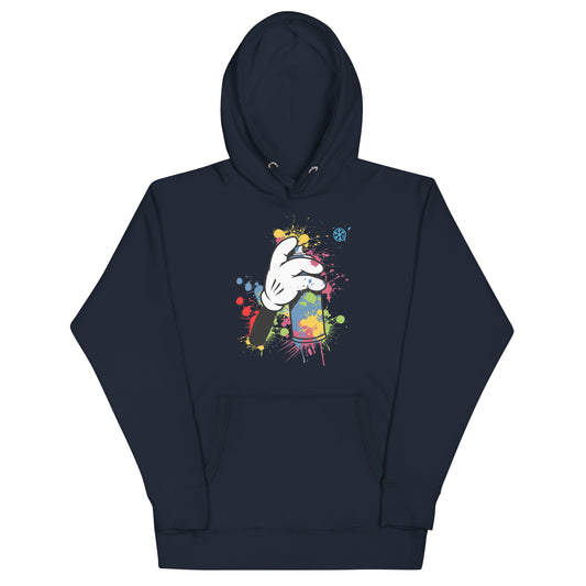 Navy-Hand Spray Can Graffiti Hoodie from B.Different Clothing, front view, graffiti-inspired streetwear