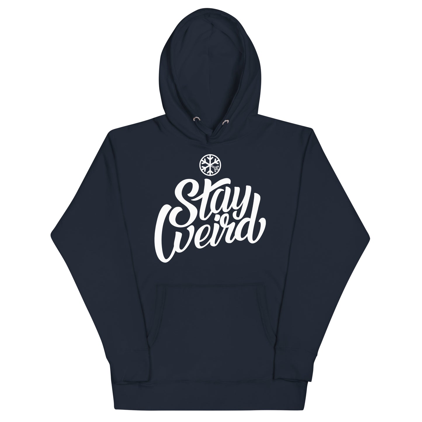 Navy-Stay Weird Hoodie from B.Different Clothing, front view, graffiti-inspired streetwear