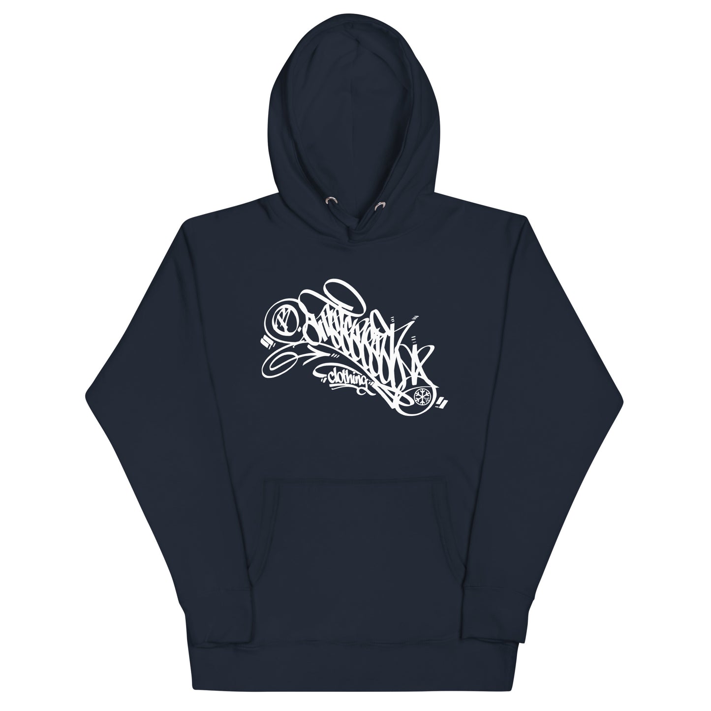 Navy-B.Different Clothing Graffiti Tag Hoodie from B.Different Clothing, front view, graffiti-inspired streetwear