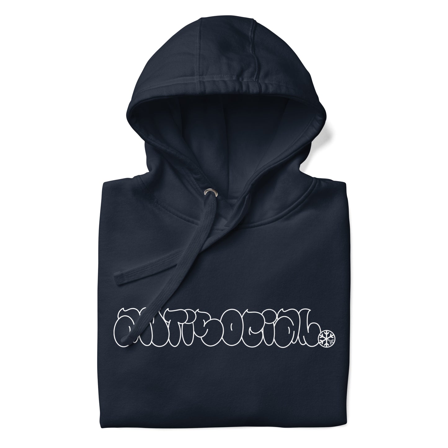 Navy-Antisocial Graffiti Hollow Hoodie from B.Different Clothing, folded, graffiti-inspired streetwear