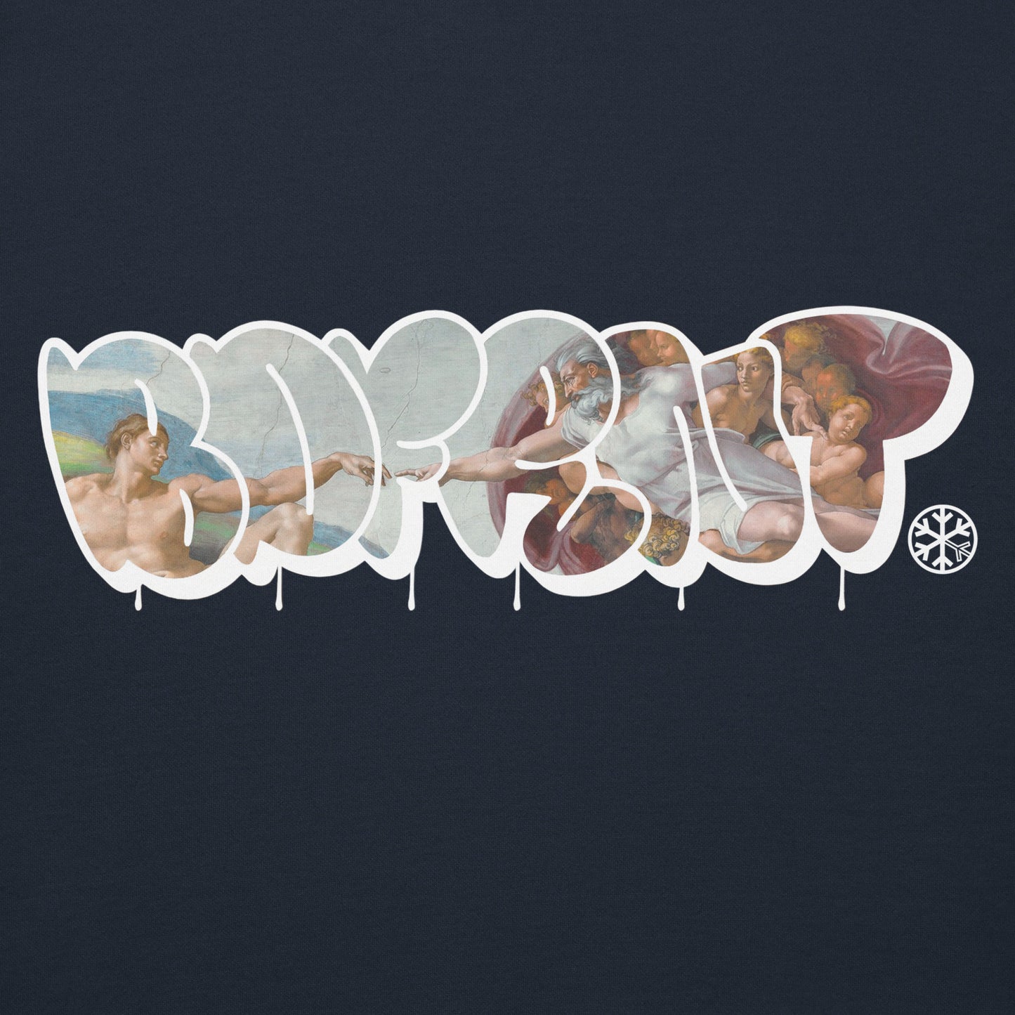 Navy-BDFRNT Throwie x Creation of Adam Graffiti Hoodie from B.Different Clothing, graphic, graffiti-inspired streetwear