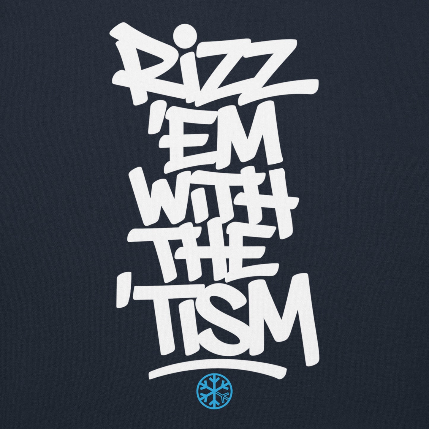 Navy-Rizz 'Em With The 'Tism Graffiti Hoodie from B.Different Clothing, graphic, graffiti-inspired streetwear