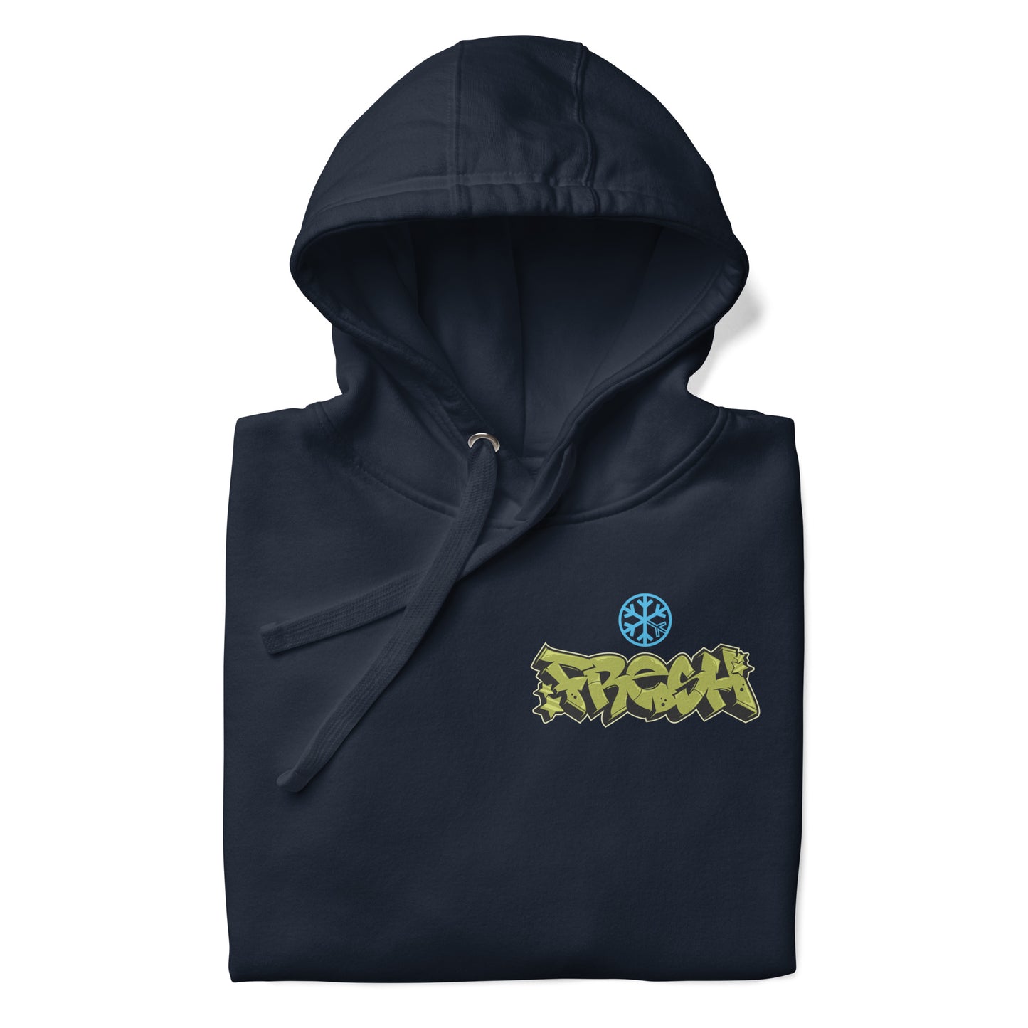 Navy-Fresh Graffiti Character Hoodie from B.Different Clothing, folded, graffiti-inspired streetwear