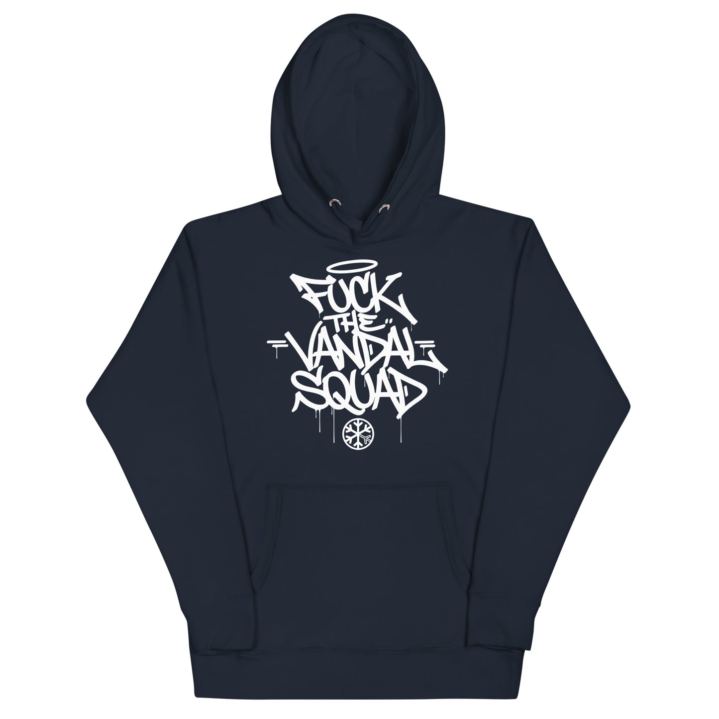 Navy-Fuck The Vandal Squad Graffiti Hoodie from B.Different Clothing, front view, graffiti-inspired streetwear