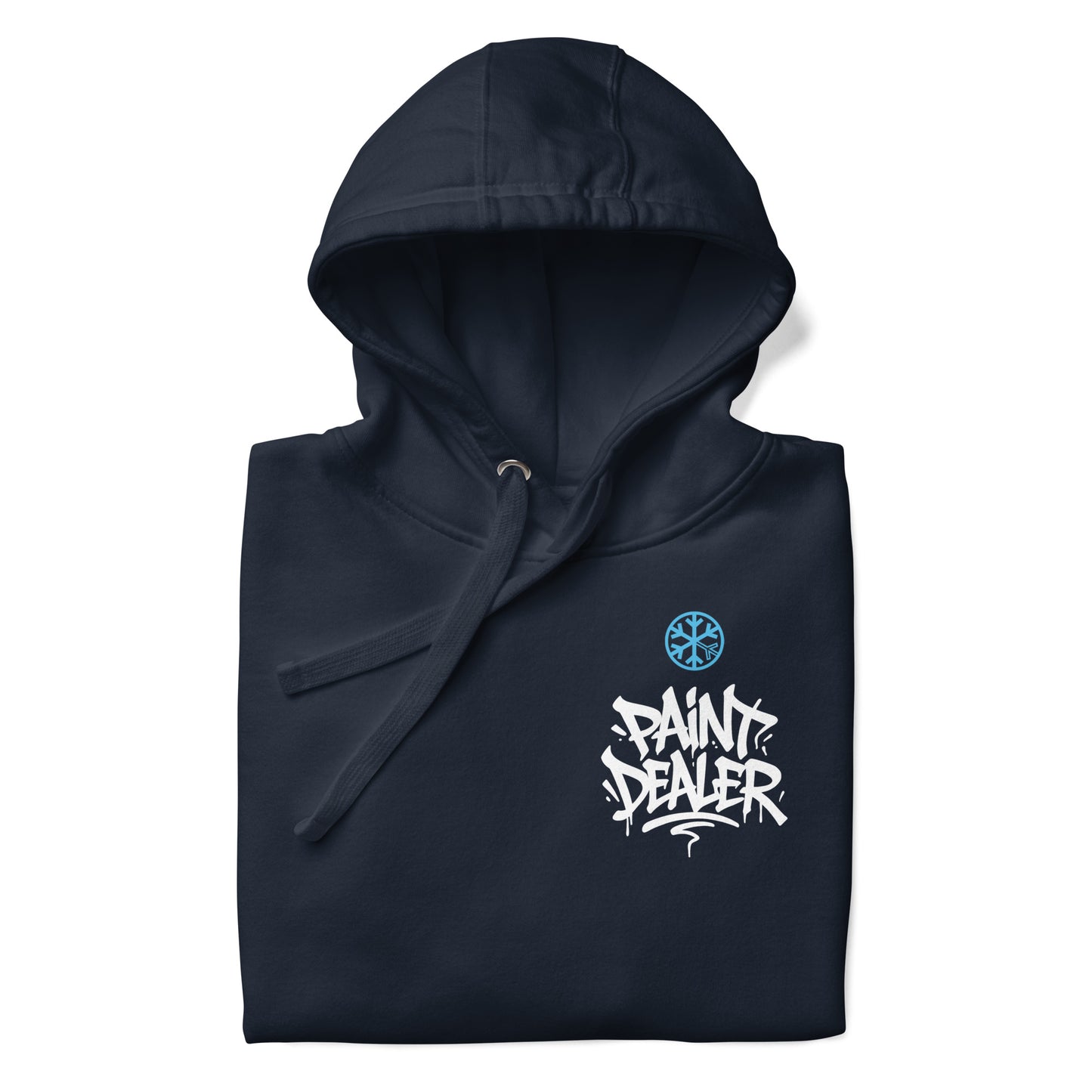 Navy-Paint Dealer Graffiti Character Hoodie from B.Different Clothing, folded, graffiti-inspired streetwear