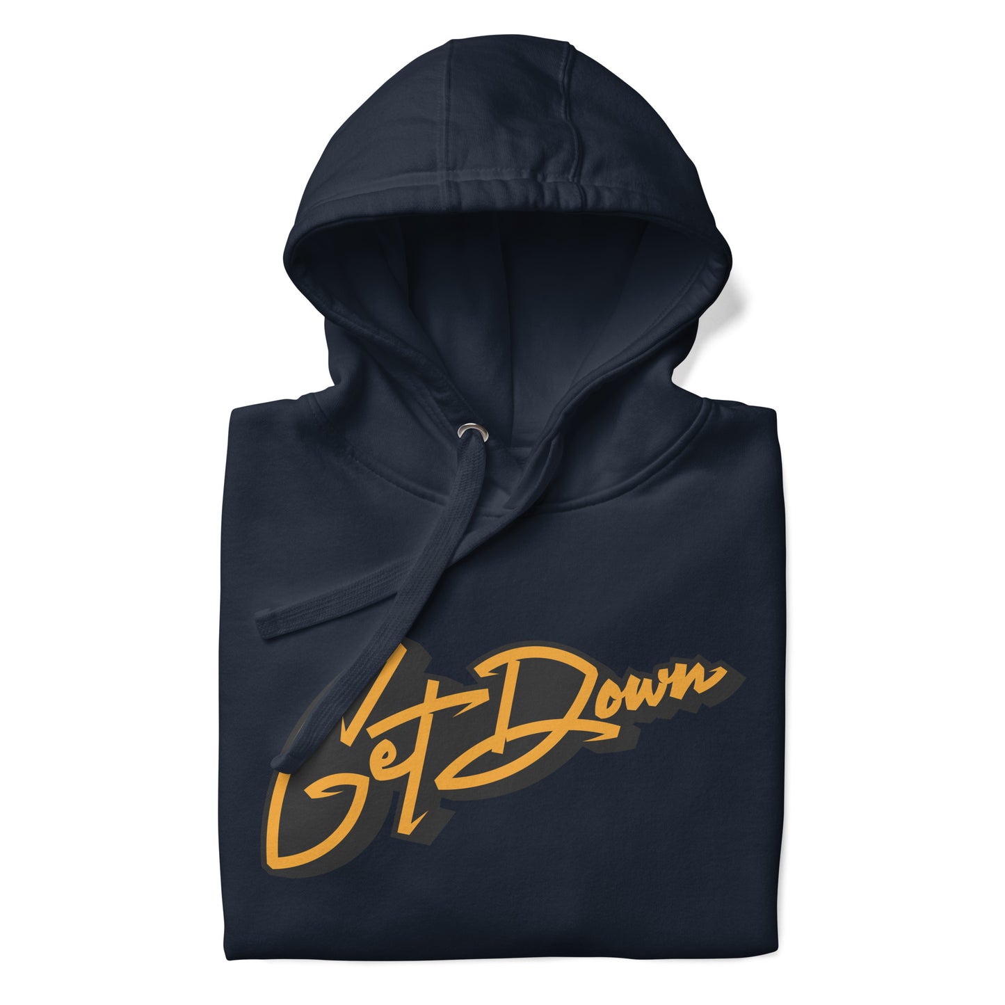 Navy-Get Down Graffiti Lettering Hoodie from B.Different Clothing, folded, graffiti-inspired streetwear