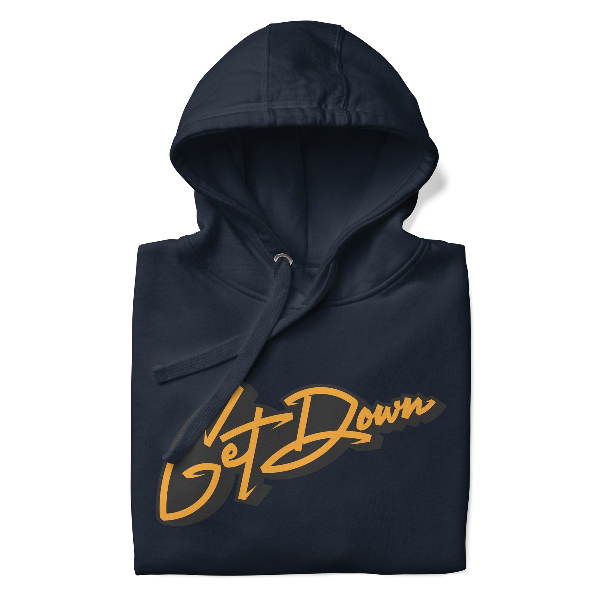 Navy-Get Down Graffiti Lettering Hoodie from B.Different Clothing, folded, graffiti-inspired streetwear