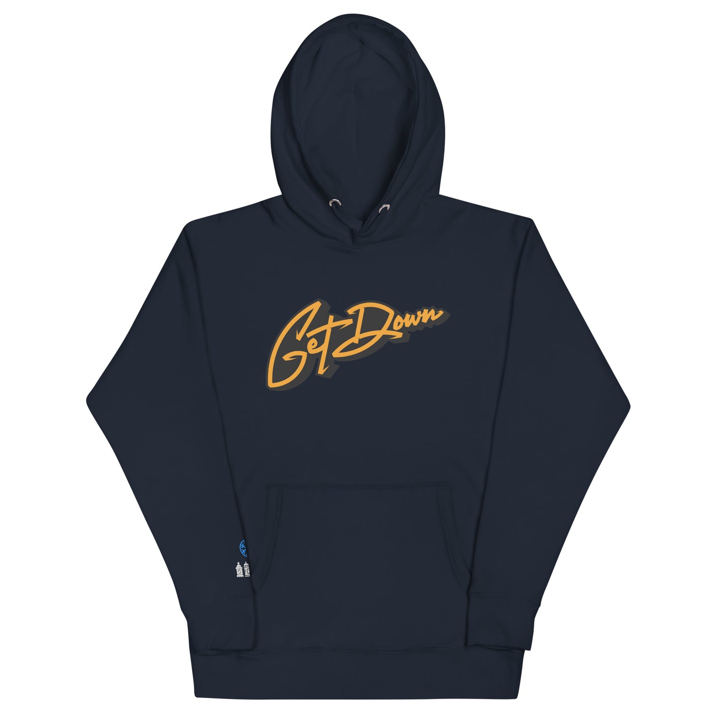 Navy-Get Down Graffiti Lettering Hoodie from B.Different Clothing, front view, graffiti-inspired streetwear