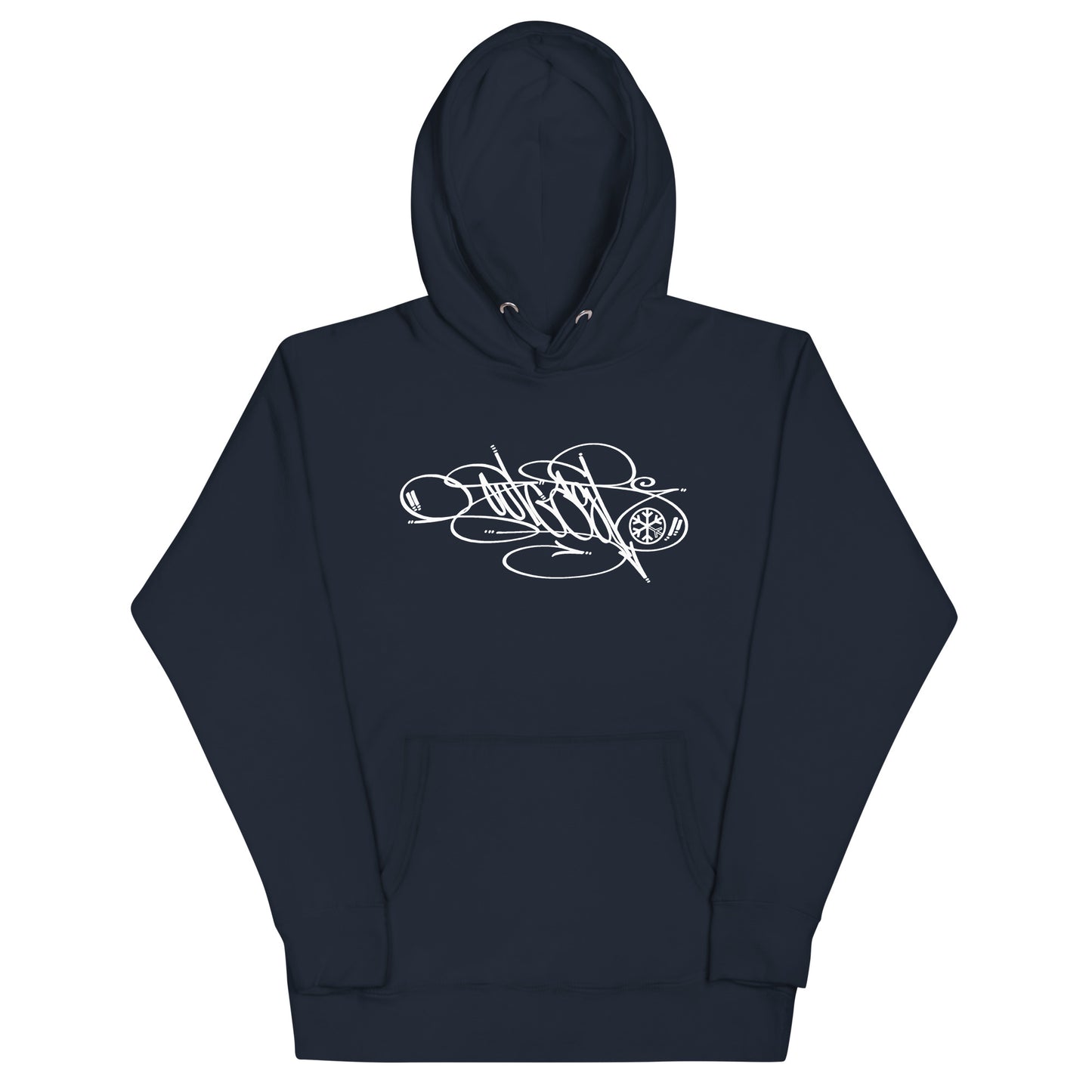 Navy-Outcast Tag Hoodie by Graffiti Dad from B.Different Clothing, front view, graffiti-inspired streetwear