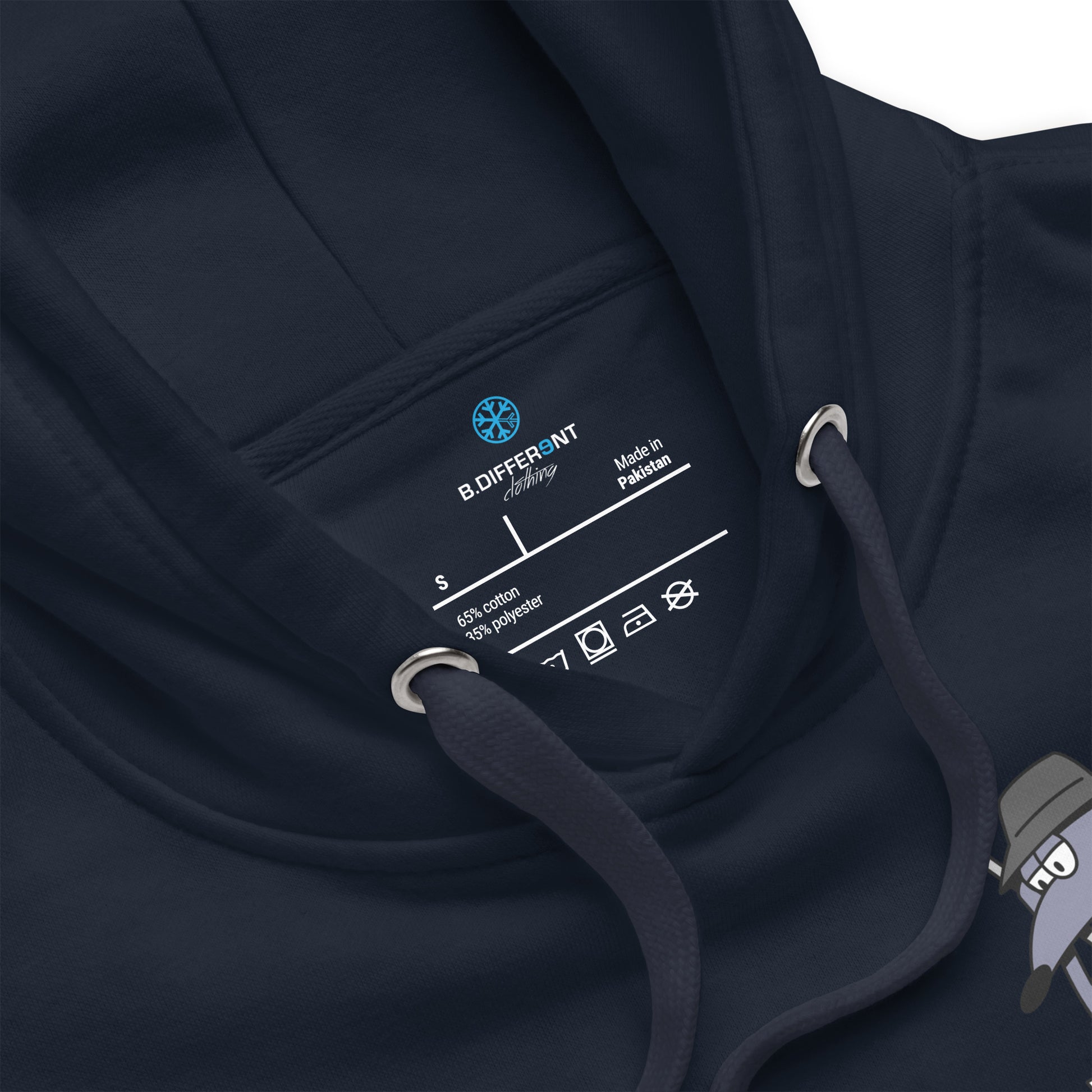 Navy-Bad Boy Graffiti Hoodie from B.Different Clothing, collar, graffiti-inspired streetwear