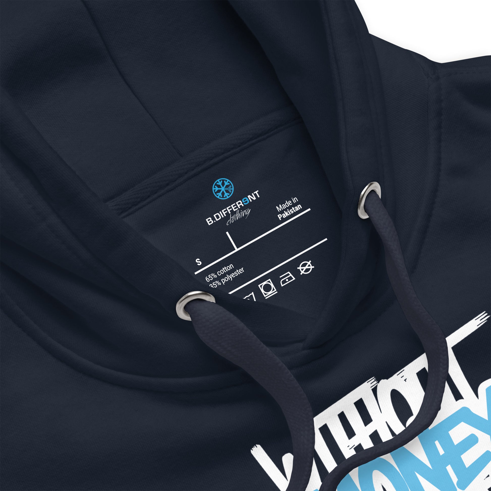 Navy-Without Dreams You Are Nothing Graffiti Hoodie from B.Different Clothing, collar, graffiti-inspired streetwear