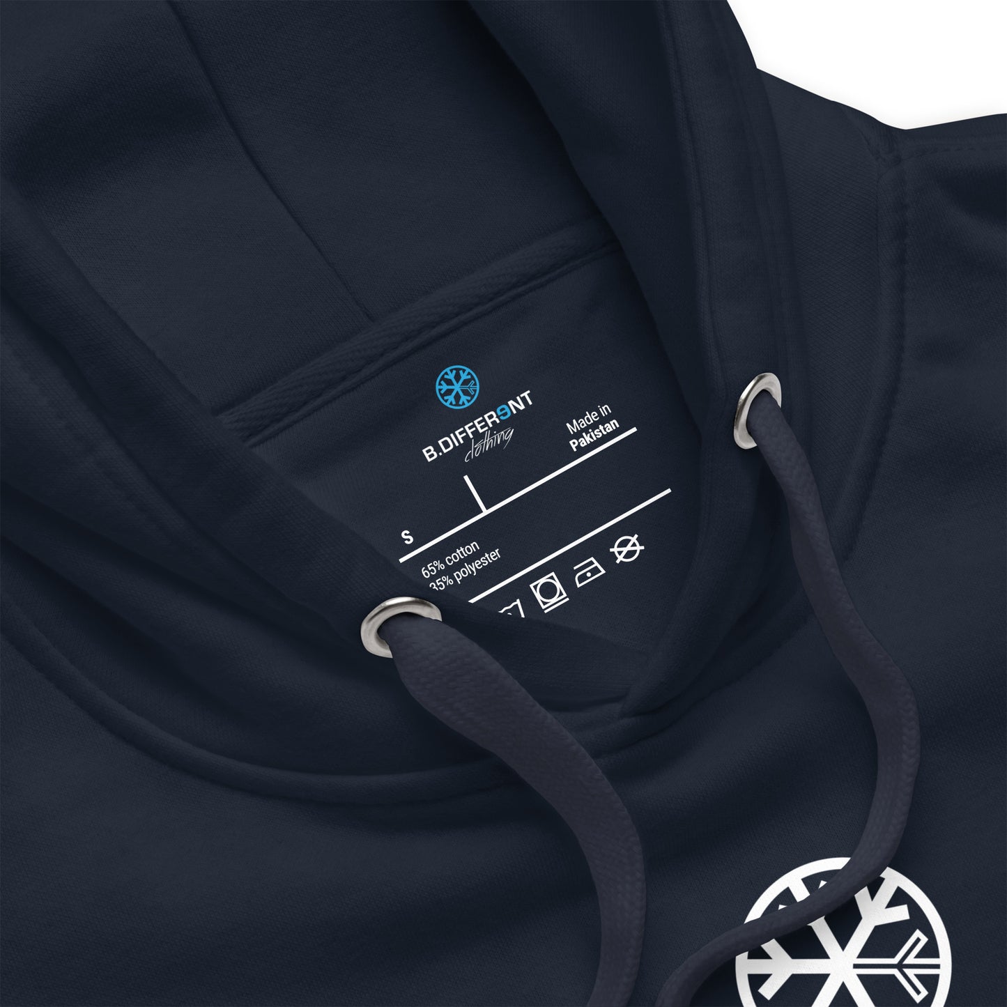 Navy-Misfit Graffiti Tag Hoodie from B.Different Clothing, collar, graffiti-inspired streetwear