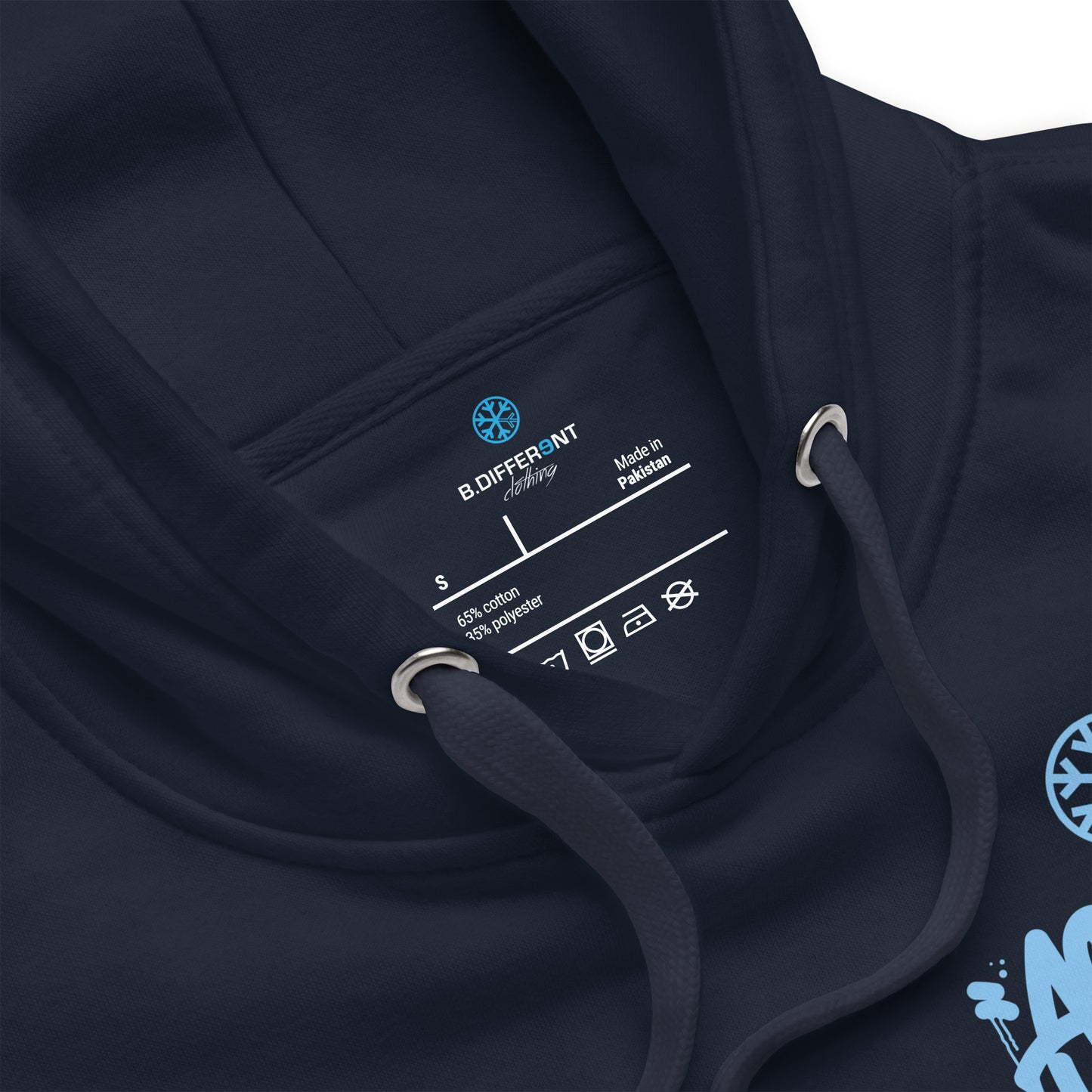 Navy-ACAB Graffiti Character Hoodie from B.Different Clothing, collar, graffiti-inspired streetwear