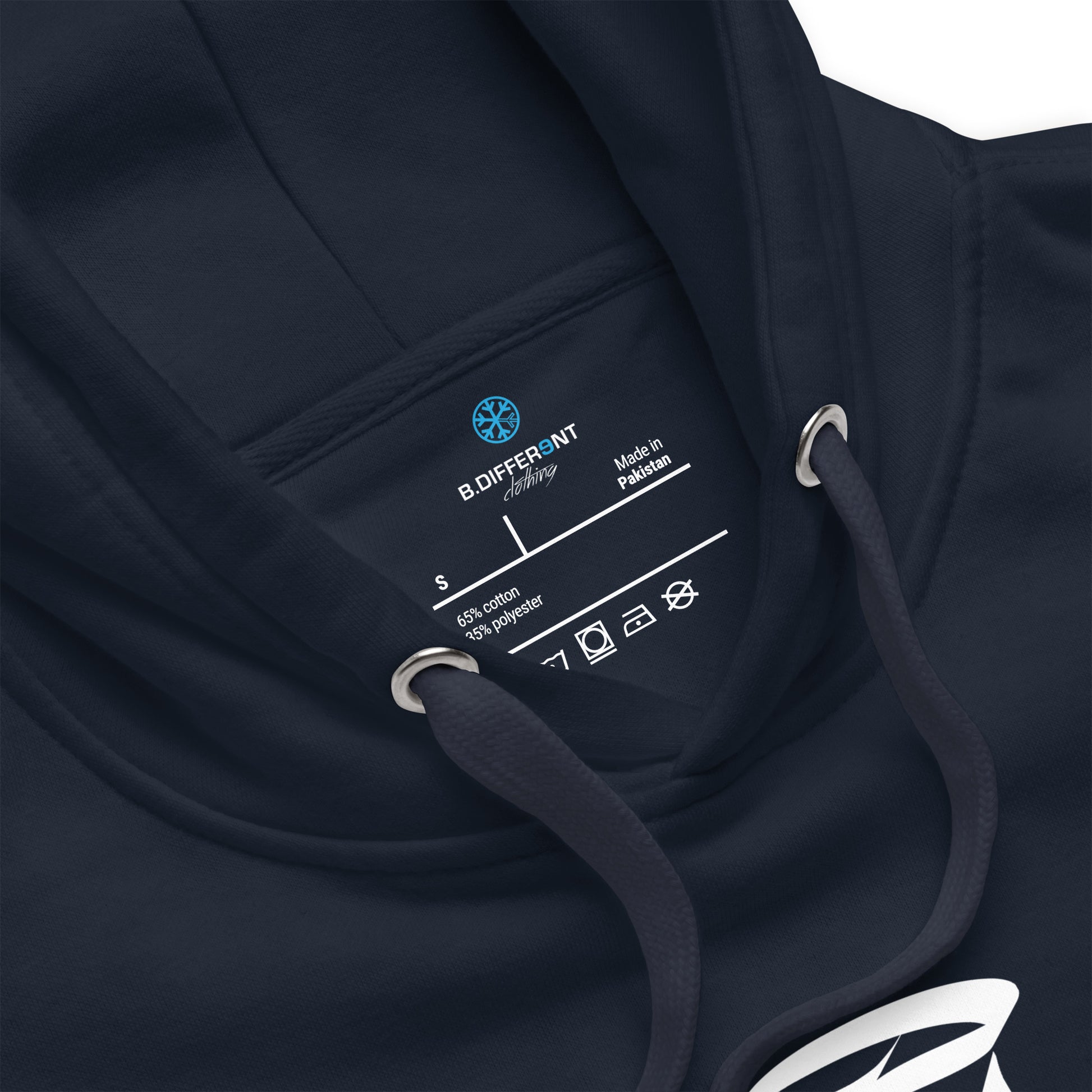 Navy-Stay Weird Graffiti Tag Hoodie from B.Different Clothing, collar, graffiti-inspired streetwear