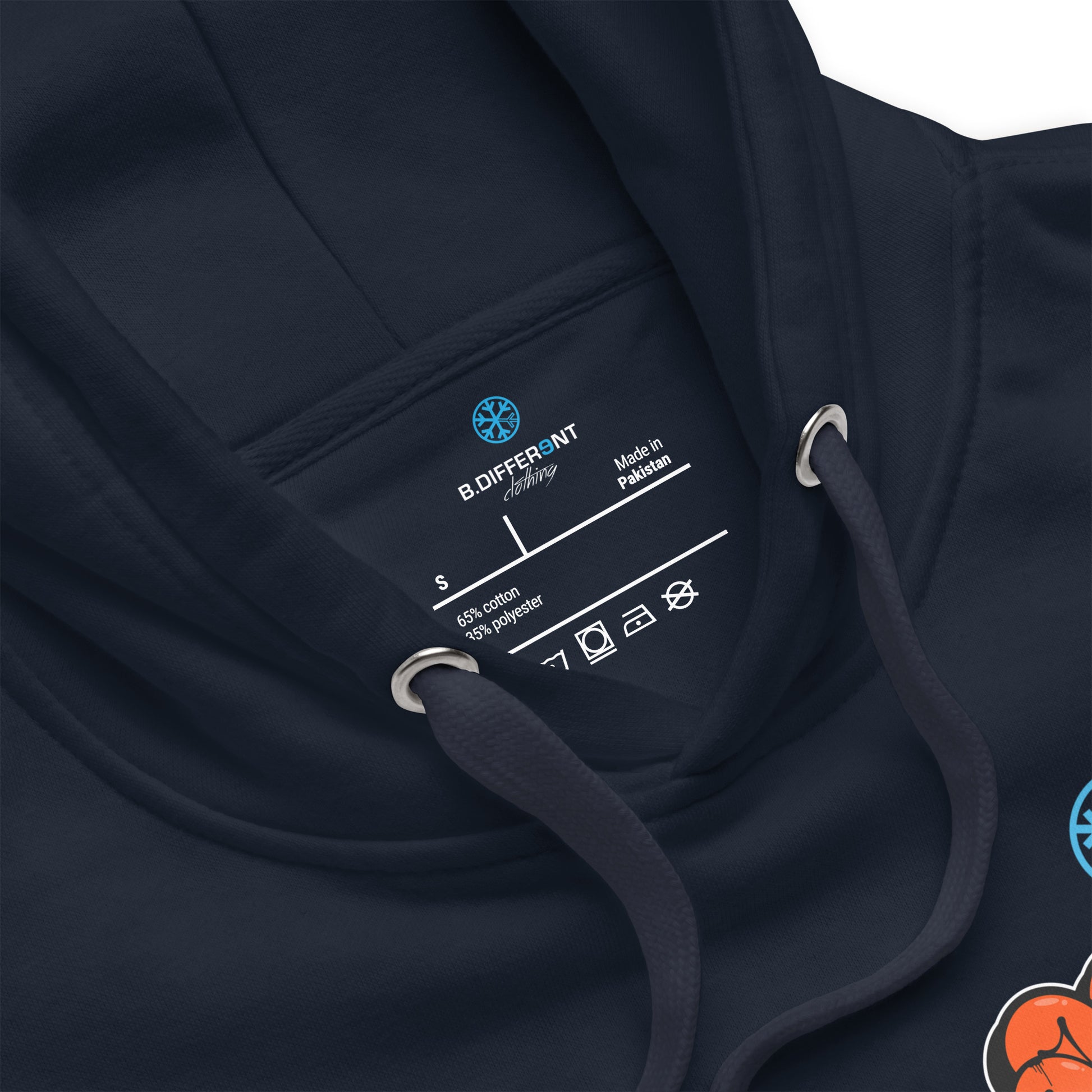 Navy-ACAB Girl Graffiti Hoodie from B.Different Clothing, collar, graffiti-inspired streetwear