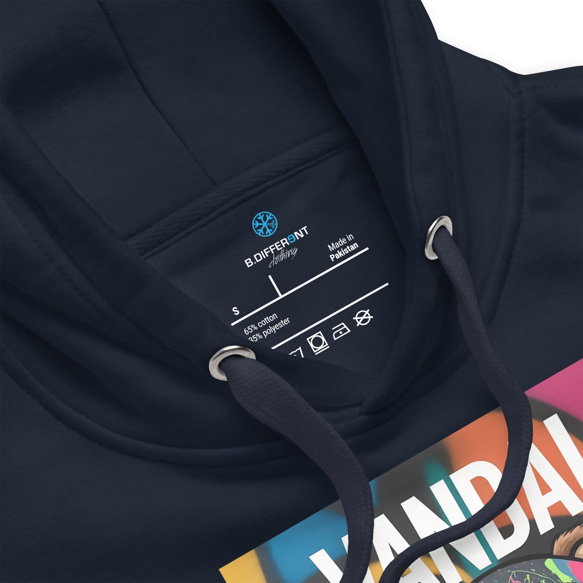 Navy-Vandal Teddy Bear Graffiti Hoodie from B.Different Clothing, collar, graffiti-inspired streetwear