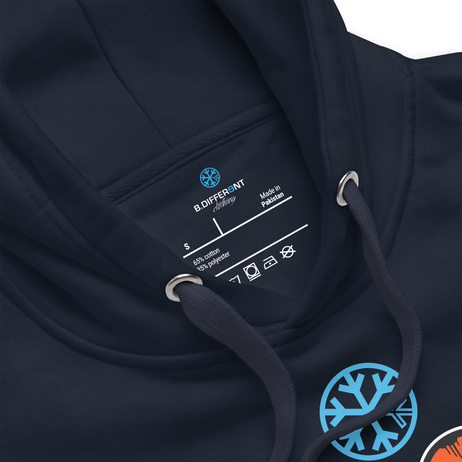 Navy-ACAB Graffiti Throw-up Hoodie from B.Different Clothing, collar, graffiti-inspired streetwear