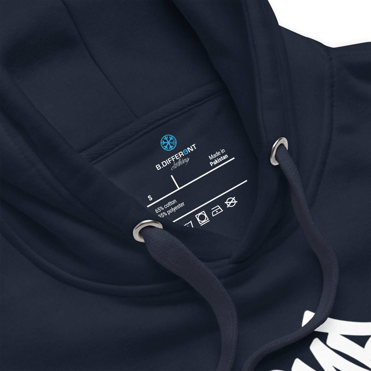 Navy-Bomb The System Graffiti Hoodie from B.Different Clothing, collar, graffiti-inspired streetwear