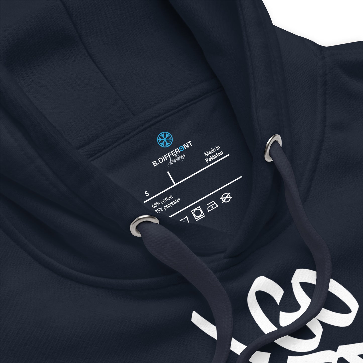 Navy-I Go Hard With My Paint Graffiti Hoodie from B.Different Clothing, collar, graffiti-inspired streetwear